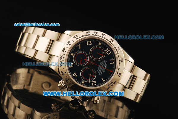 Rolex Daytona Chronograph Swiss ETA 7750 Automatic Movement with Blue Dial and White Numeral Markers - Click Image to Close